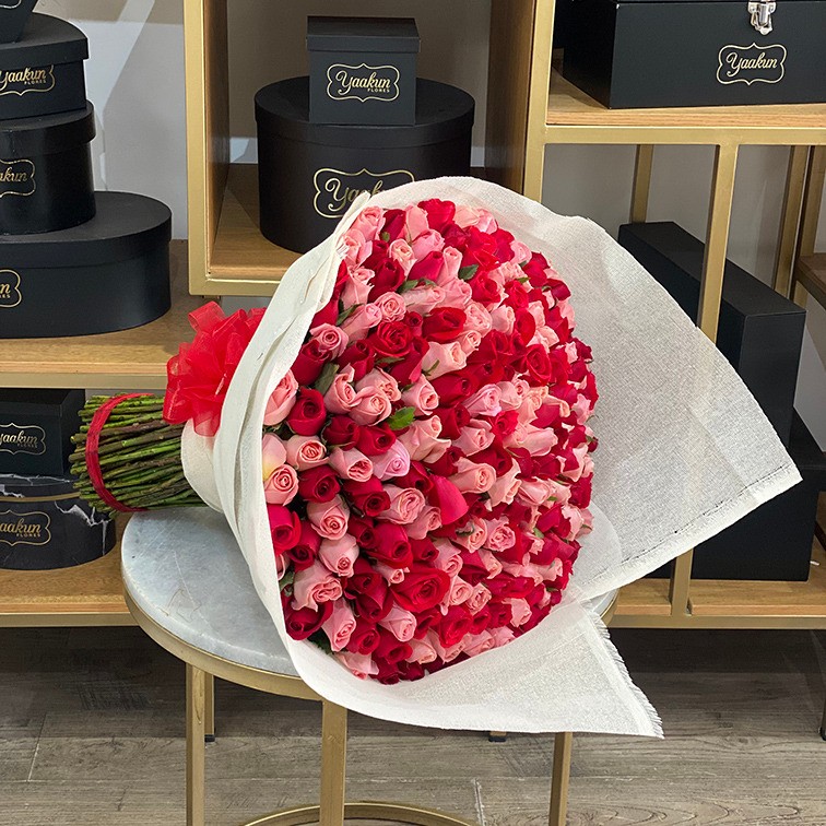 Ramo de 200 rosas pink & red | Yaakun Flores